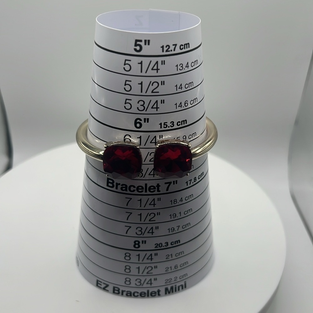 1352. Cara New York Gold Bracelet with Red Gemstones Hinge Closure - Picture 5 of 7